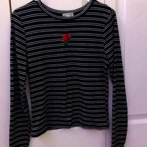 Black/White Pattern Shirt/Rose